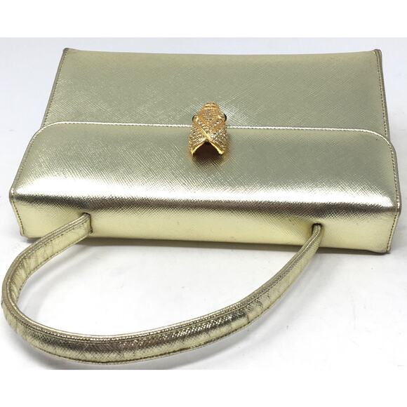 Morle Jeweled Bird Head Clasp Vintage Gold Evening Handbag Single Handle Purse - Picture 3 of 6